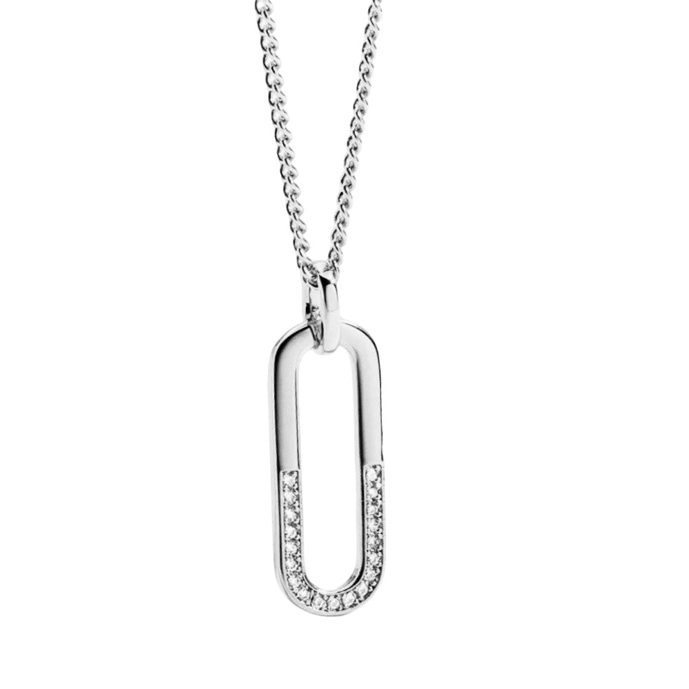 Stålhalsband med CZ 40+5 cm