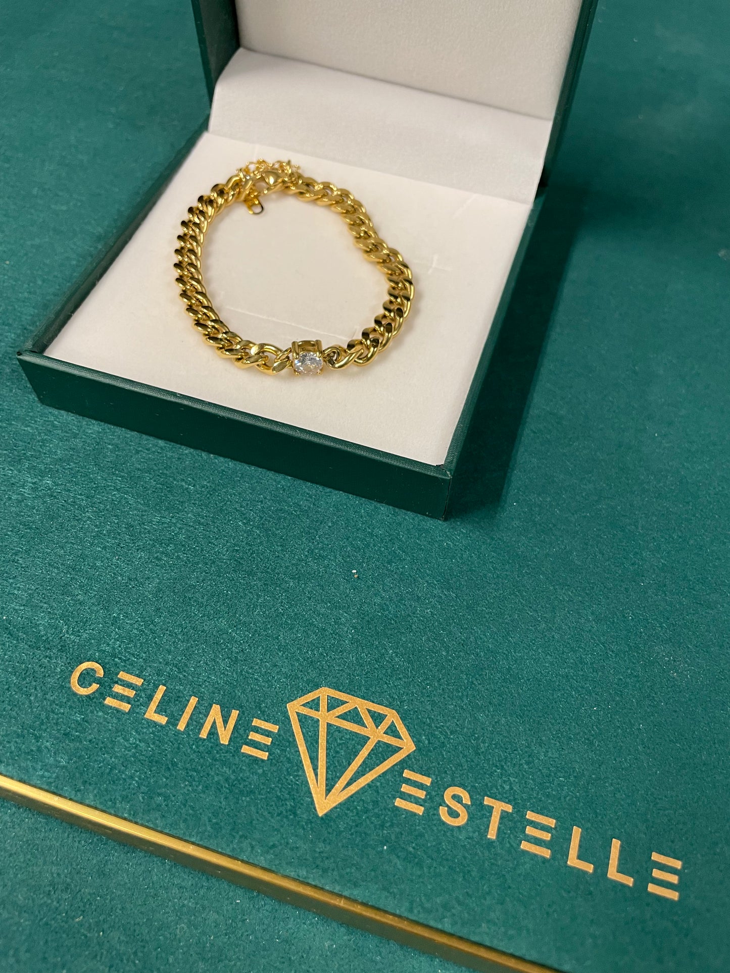 Stålarmband med 18K förgyllning och CZ 16+4 cm