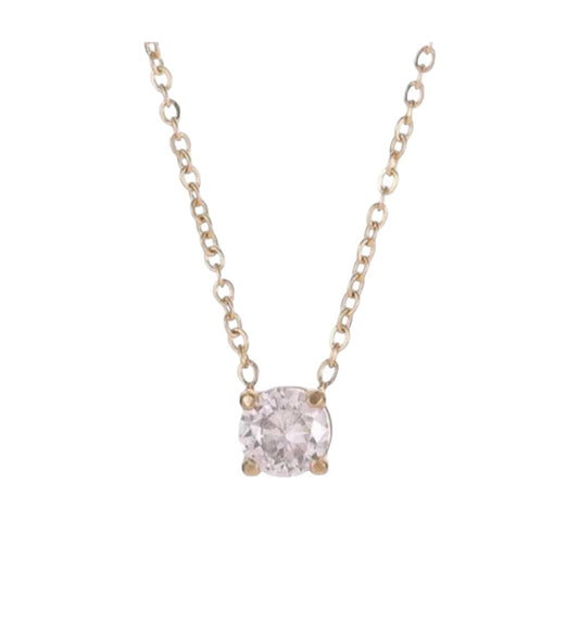 Stålhalsband med 14K förgyllning och CZ 40+5 cm