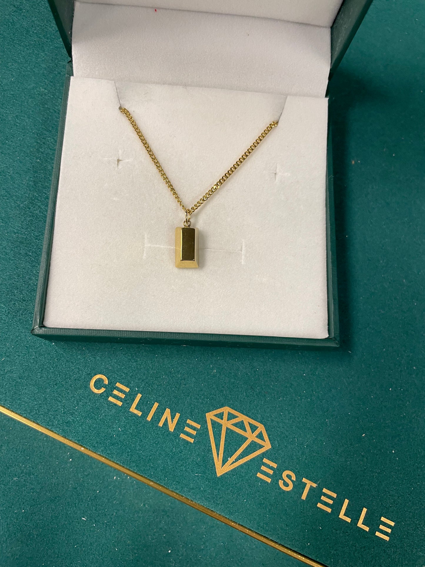 Stålhalsband med 18K förgyllning och CZ 40+5 cm