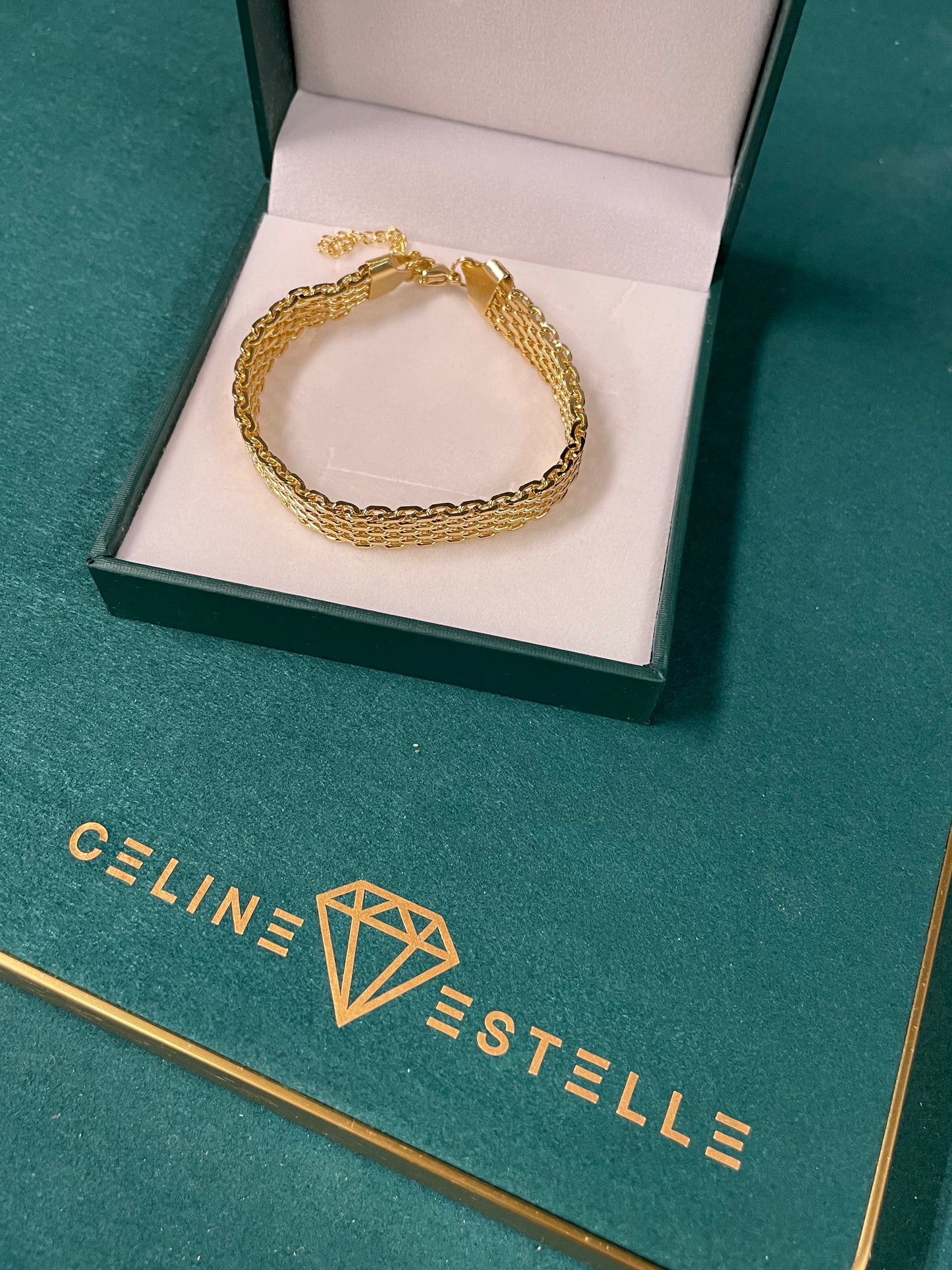 Stålarmband med 18K förgyllning 16+5 cm