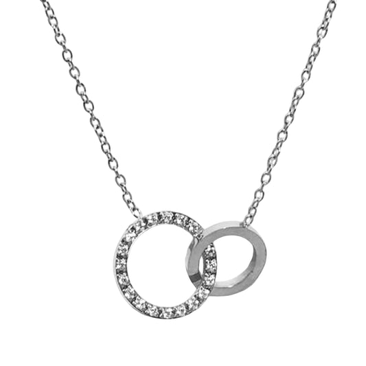 Stålhalsband med CZ 42+5 cm