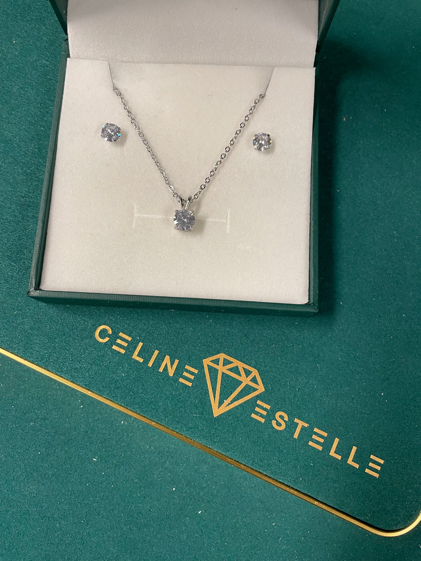 Stålhalsband med CZ 42+5 cm