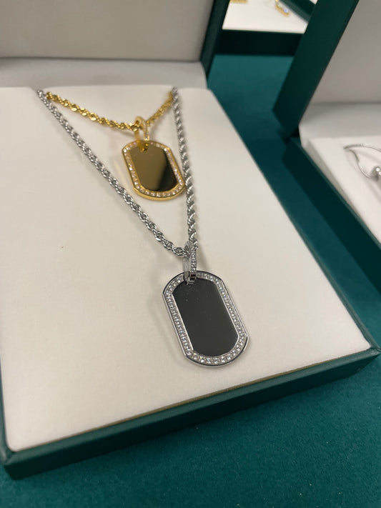 Stålhalsband med 18K förgyllning och CZ 40+5 cm