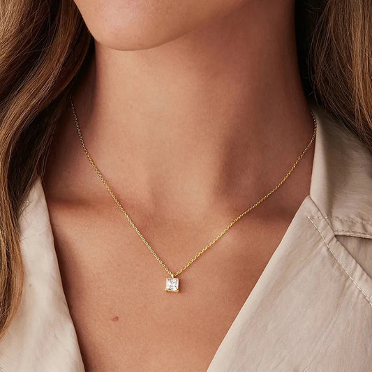 Stålhalsband med 18K förgyllning och CZ 40+5 cm