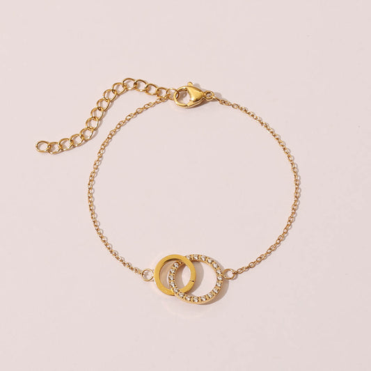 Stålarmband med 18K förgyllning och CZ 16+4 cm