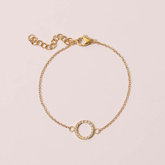 Stålarmband med 18K förgyllning och CZ 16+4 cm