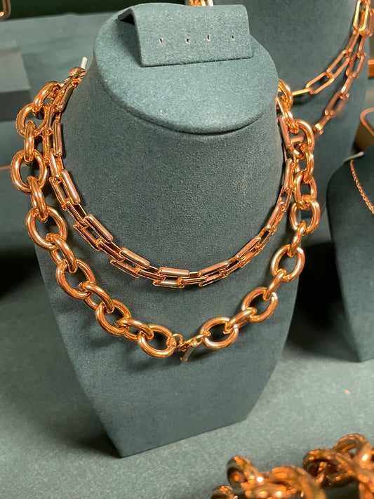 Stålhalsband med 18K förgyllning 45 cm