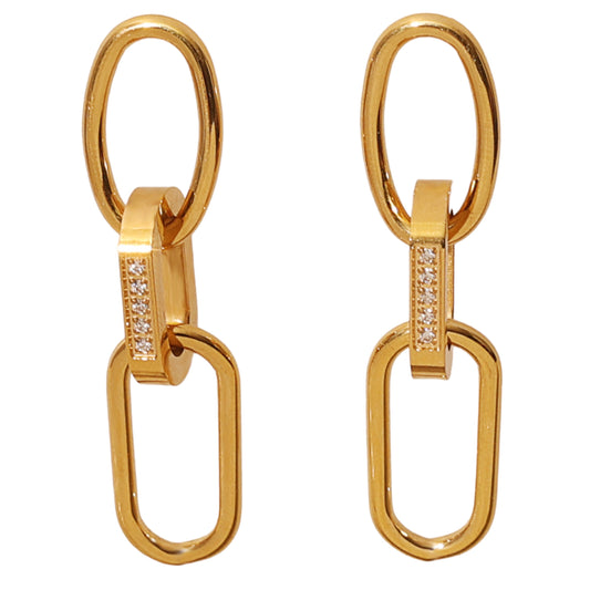 Stålörhängen med 18K förgyllning och CZ