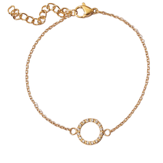 Stålarmband med 18K förgyllning och CZ 16+4 cm