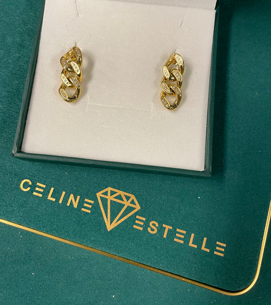 Stålörhängen med 18K förgyllning och CZ 25MM