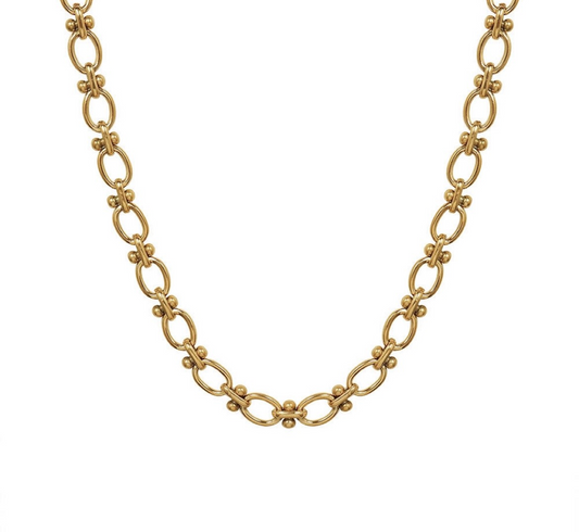 Stålhalsband med 18K förgyllning 40+5 cm