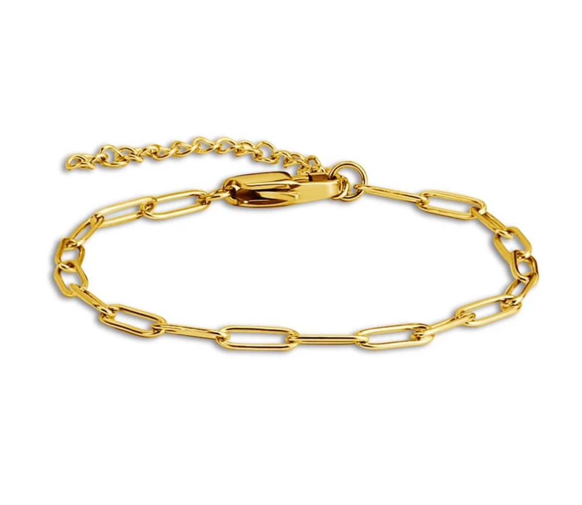 Stålarmband med 18K förgyllning 16+4 cm