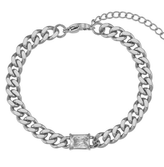 Stålarmband med CZ 16+4 cm