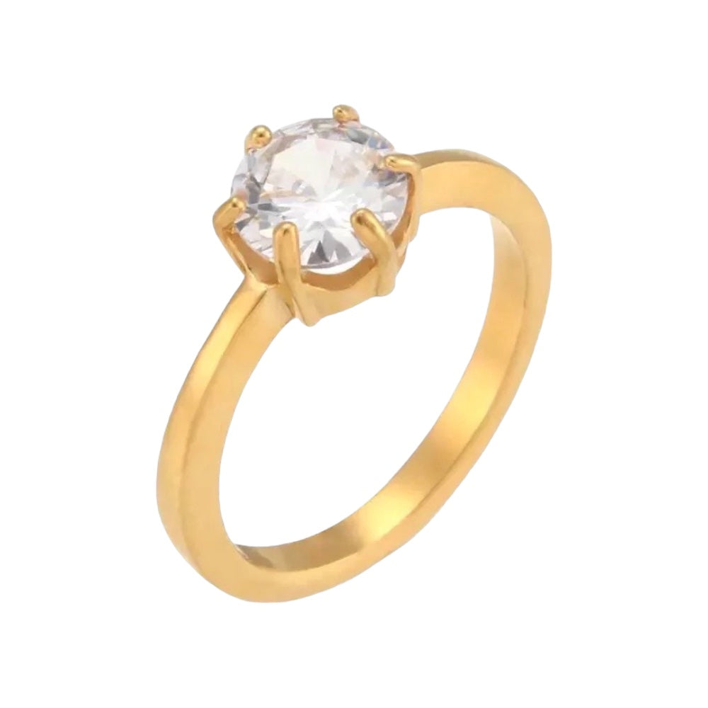 Stålring med 18K förgyllning och CZ