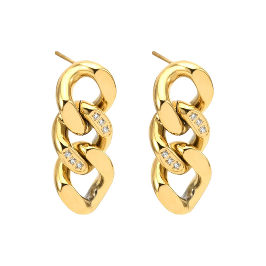 Stålörhängen med 18K förgyllning och CZ 25MM