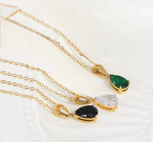 Stålhalsband med 18K förgyllning och CZ 40+5 cm