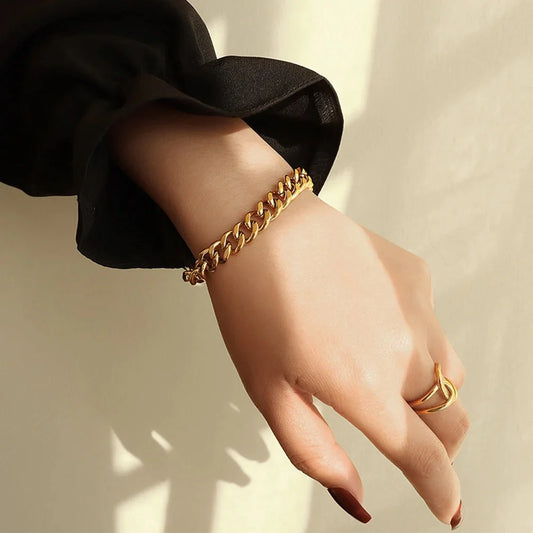 Stålarmband med 18K förgyllning 16+2 cm