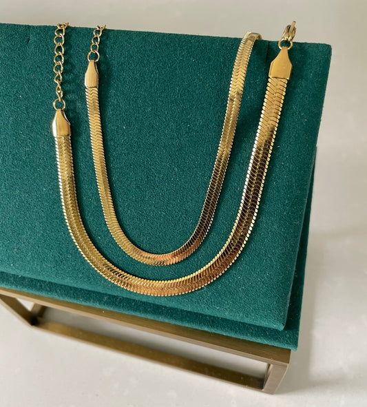 Stålarmband med 18K förgyllning 16+5 cm 4MM / 2MM