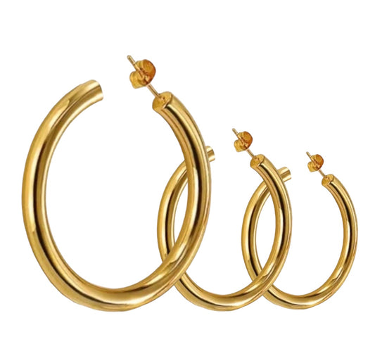 Stålörhängen med 18K förgyllning 40MM / 25MM / 20MM (Tjocklek: 4MM)