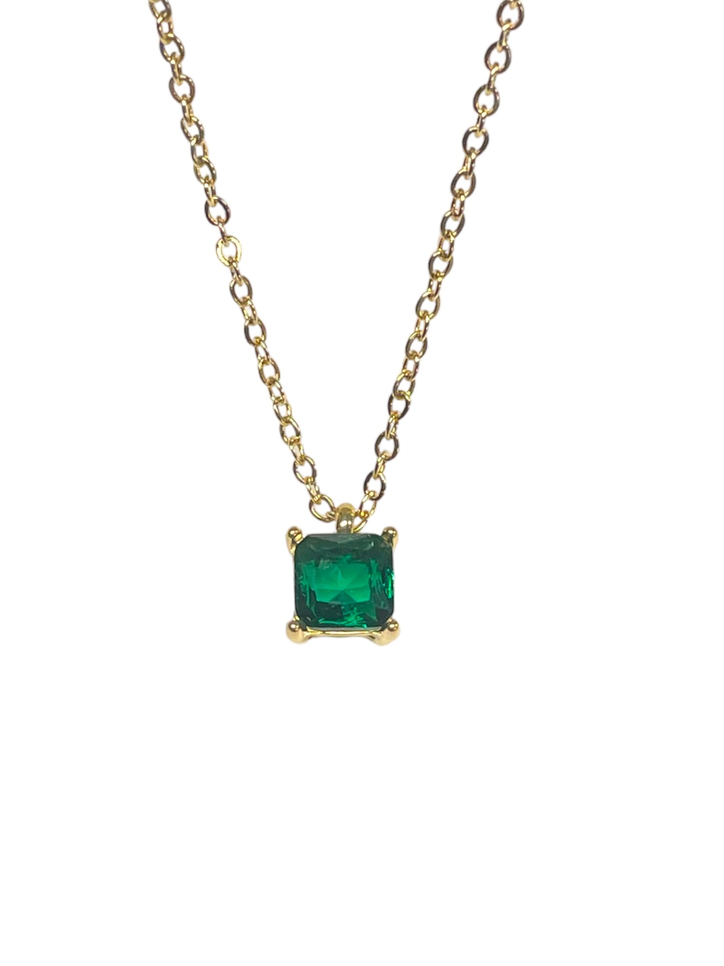 Stålhalsband med 18K förgyllning och CZ 40+5 cm