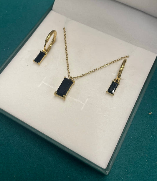 Stålhalsband med 18K förgyllning och CZ 40+5 cm