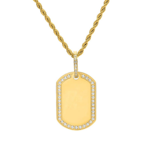 Stålhalsband med 18K förgyllning och CZ 40+5 cm