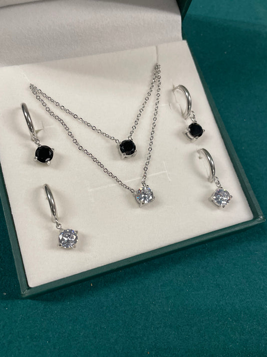 Stålhalsband med CZ 40+5 cm