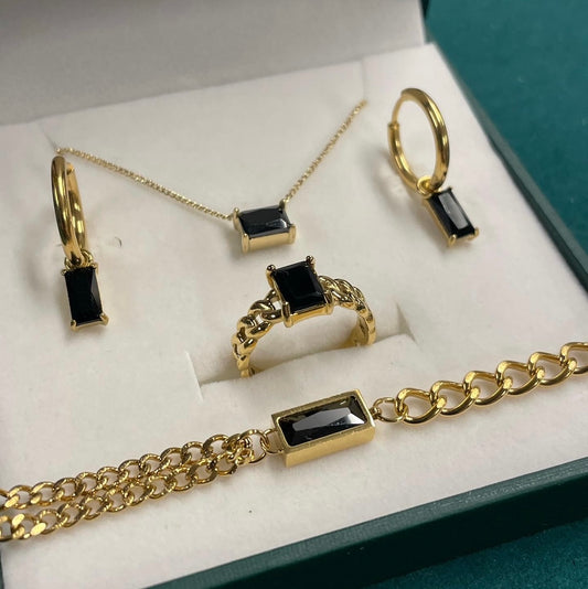 Stålring med 18K förgyllning och CZ - Reglerbar