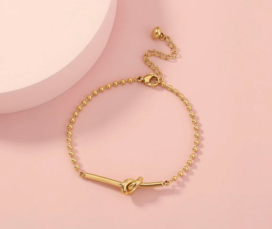 Stålarmband med 18K förgyllning 16+5 cm