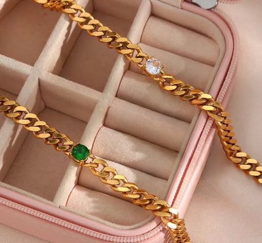 Stålarmband med 18K förgyllning och CZ 16+4 cm