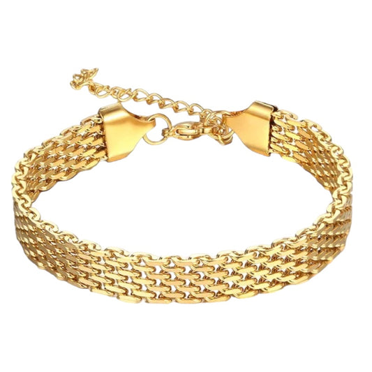 Stålarmband med 18K förgyllning 16+5 cm