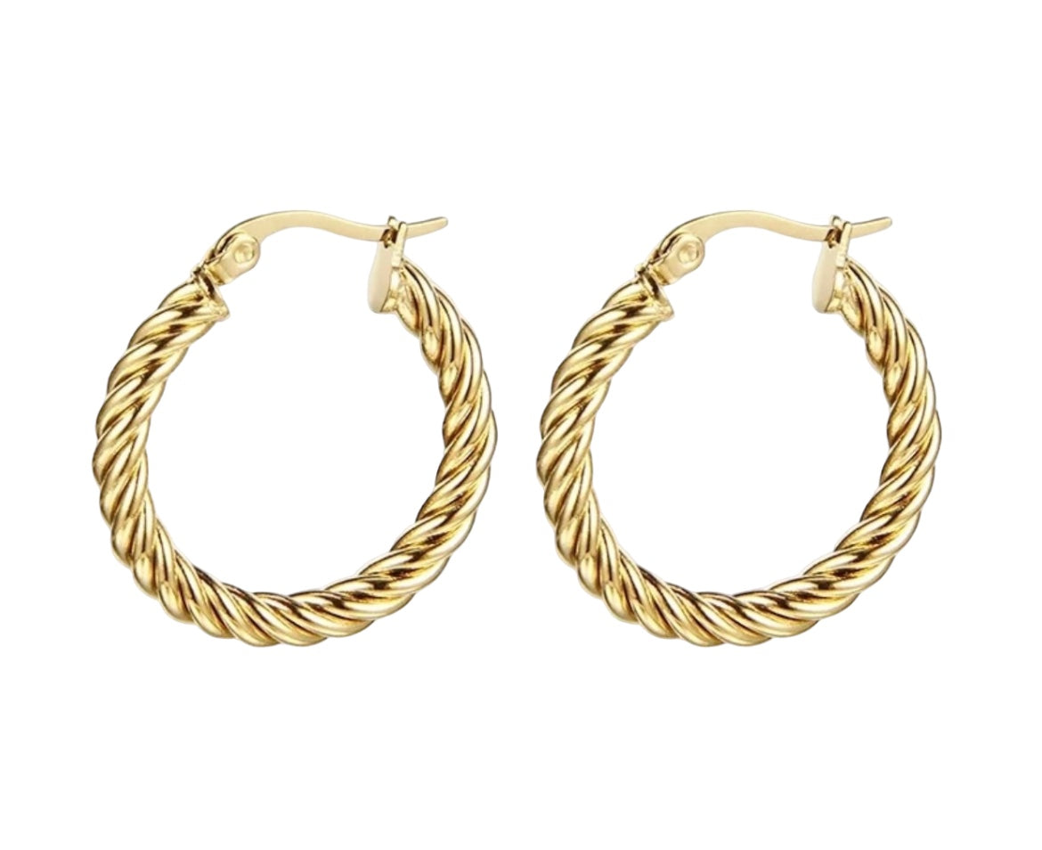 Stålörhängen med 18K förgyllning 27MM