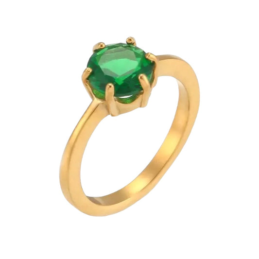 Stålring med 18K förgyllning och CZ