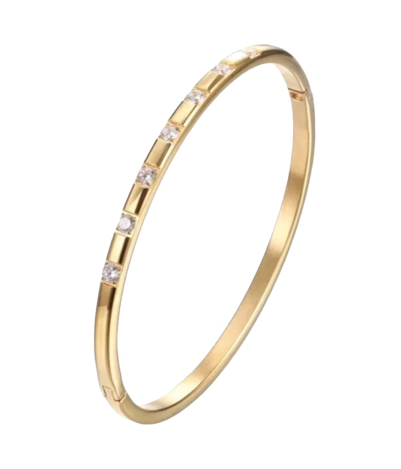 Stålarmband med 18K förgyllning och CZ (4 MM)