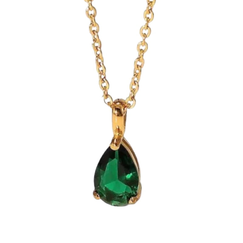 Stålhalsband med 18K förgyllning och CZ 40+5 cm