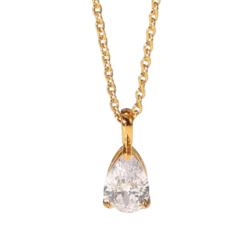 Stålhalsband med 18K förgyllning och CZ 40+5 cm