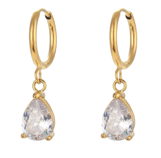 Stålörhängen med 18K förgyllning och CZ