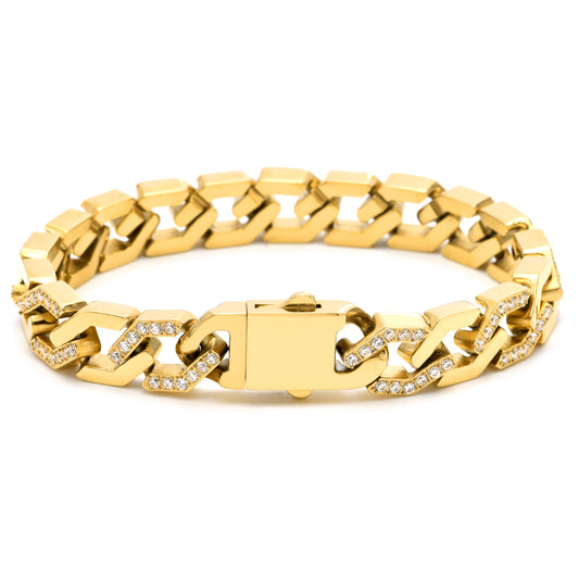 Stålarmband med 18K förgyllning och CZ 19CM / 17,5CM