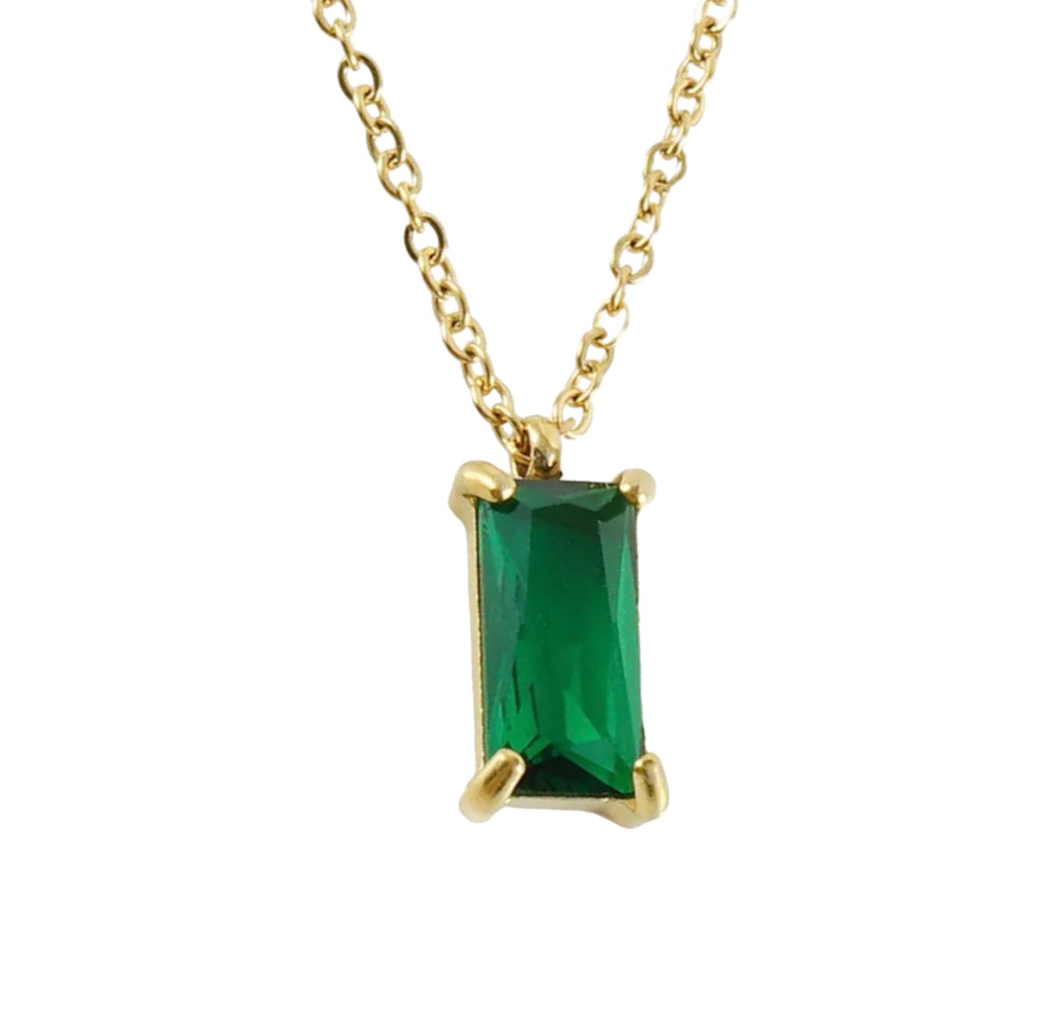 Stålhalsband med 18K förgyllning och CZ 40+5 cm
