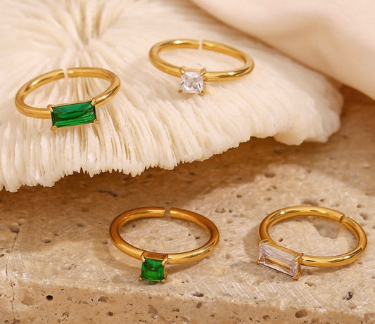 Stålring med 18K förgyllning och CZ - Reglerbar