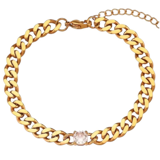 Stålarmband med 18K förgyllning och CZ 16+4 cm