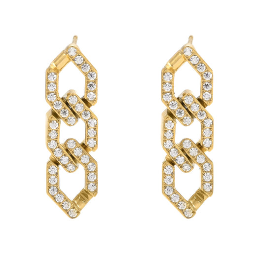 Stålörhängen med 18K förgyllning och CZ 33MM