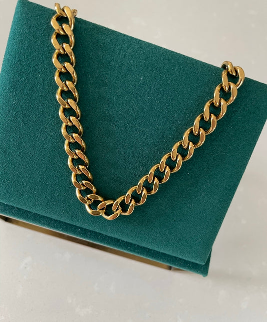 Stålhalsband med 18K förgyllning 40+5 cm (8 MM)