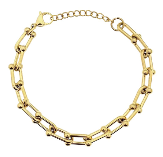 Stålarmband med 18K förgyllning 16+4 cm