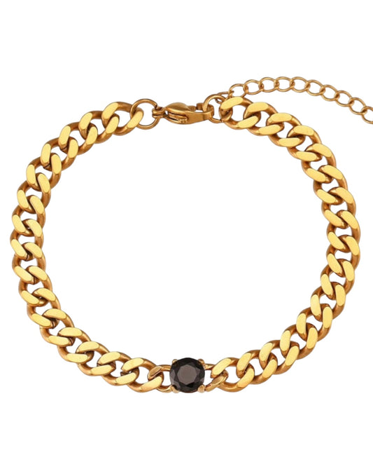 Stålarmband med 18K förgyllning och CZ 16+5 cm