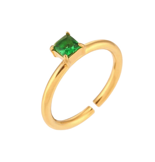 Stålring med 18K förgyllning och CZ - Reglerbar