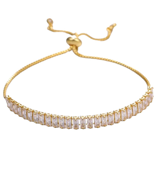 Stålarmband med 18K förgyllning och CZ - Reglerbar