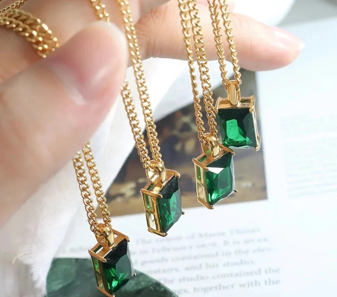 Stålhalsband med 14K förgyllning och CZ 40+5 cm