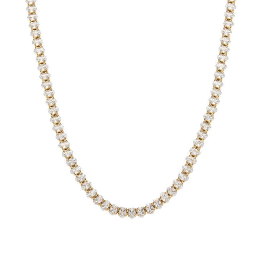 Stålhalsband med 18K förgyllning och CZ (OVALA) 40+5 cm